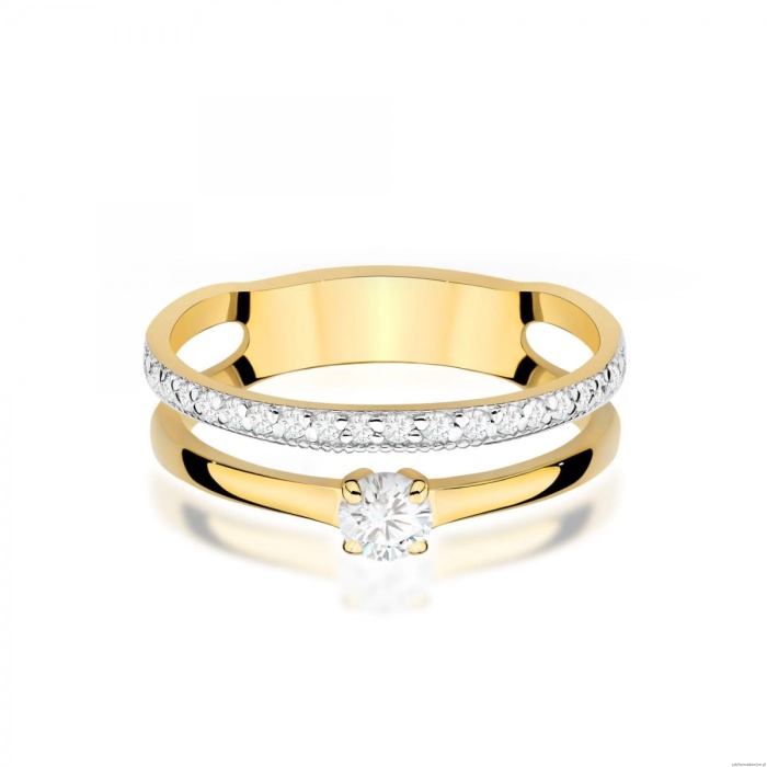 Pierścionek W0674 z diamentami żółte złoto 375