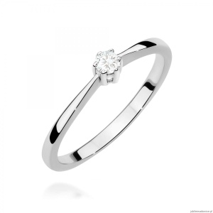 Pierścionek W0675 Diament 0,10ct białe złoto 375