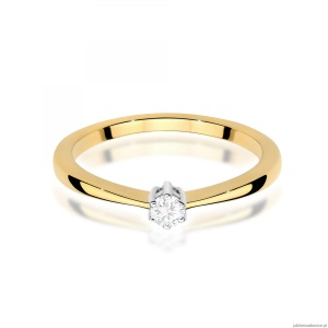 Pierścionek W0675 Diament 0,10ct żółte złoto 375