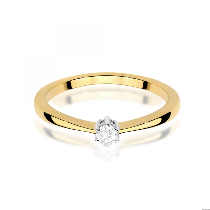 Pierścionek W0675 Diament 0,10ct żółte złoto 375