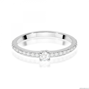 Pierścionek W0676 z diamentami białe złoto 375