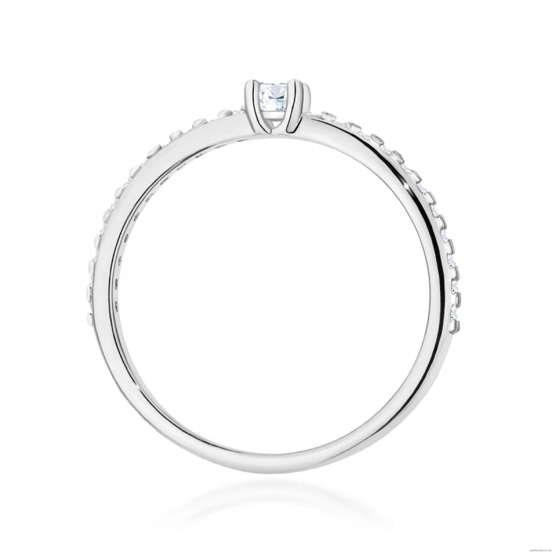 Pierścionek W0676 z diamentami białe złoto 375