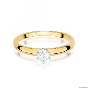 Pierścionek W0679 Diament 0,25ct żółte złoto 375
