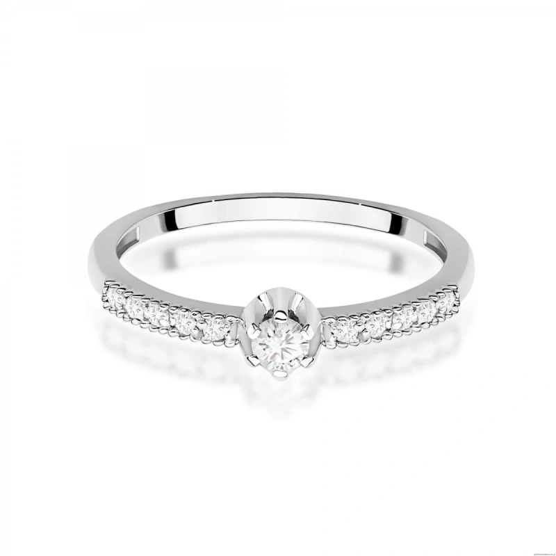 Pierścionek W0680 z diamentami białe złoto 375