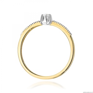 Pierścionek W0680 z diamentami żółte złoto 375