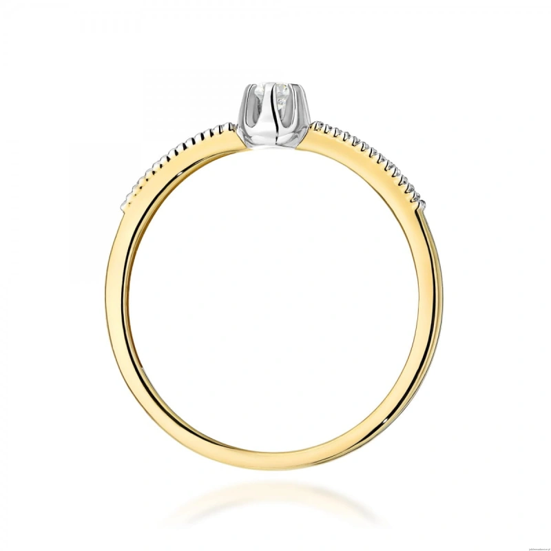 Pierścionek W0680 z diamentami żółte złoto 375