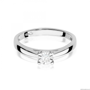 Pierścionek W0007 Diament Laboratoryjny 0,08ct białe złoto 375
