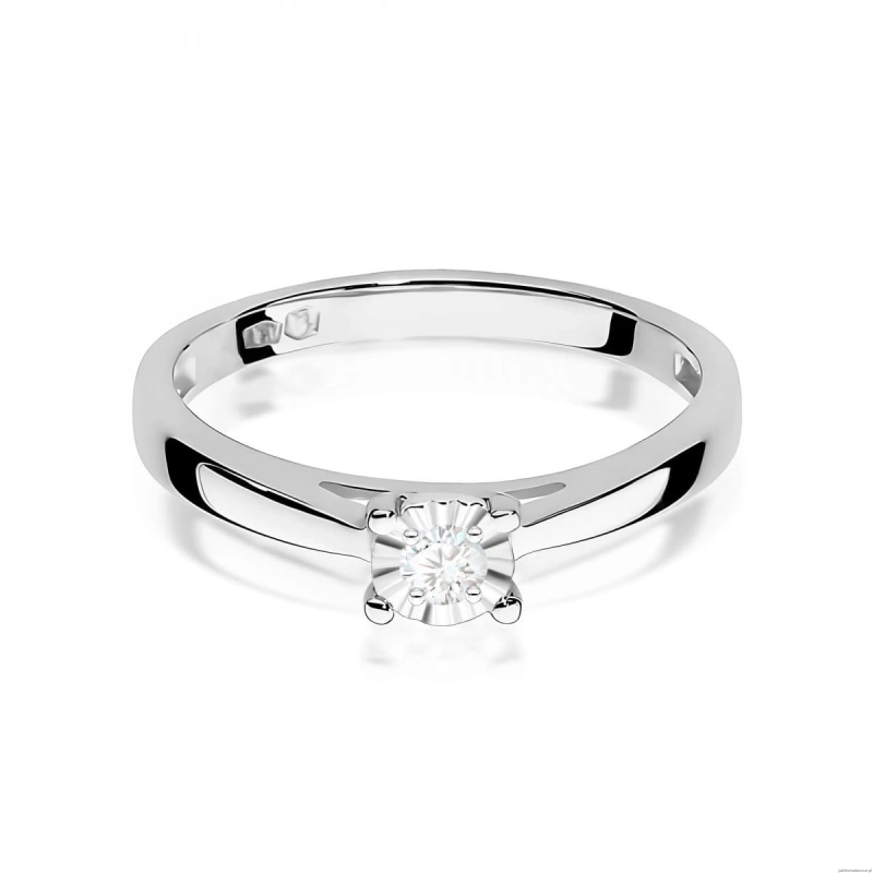 Pierścionek W0007 Diament Laboratoryjny 0,08ct białe złoto 375