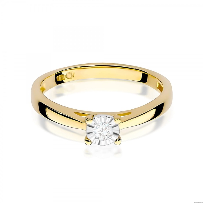 Pierścionek W0007 Diament Laboratoryjny 0,08ct żółte złoto 375