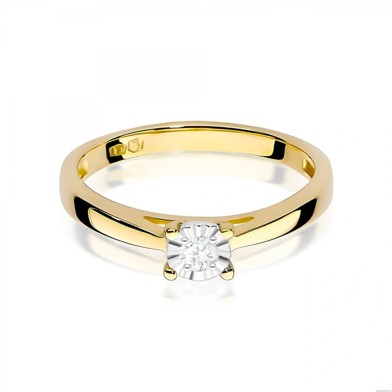 Pierścionek W0007 Diament Laboratoryjny 0,08ct żółte złoto 375