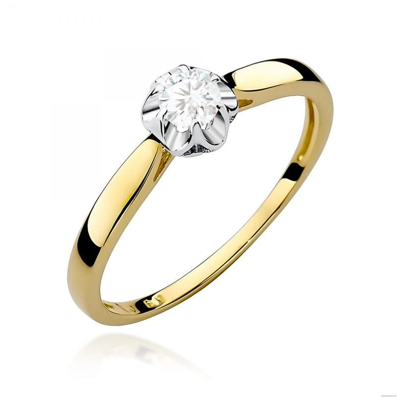 Pierścionek W0062 Diament Laboratoryjny 0,15ct żółte złoto 375