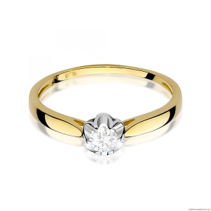 Pierścionek W0062 Diament Laboratoryjny 0,15ct żółte złoto 375