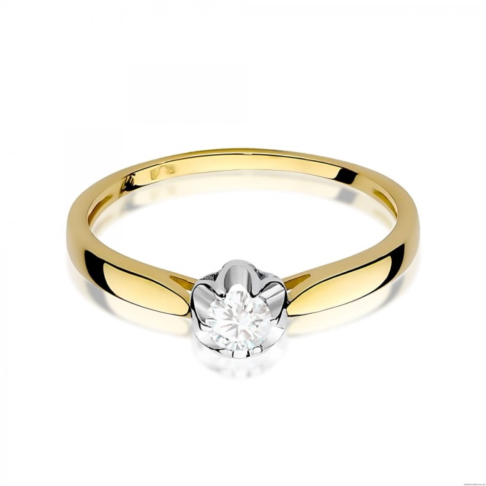 Pierścionek W0062 Diament Laboratoryjny 0,15ct żółte złoto 375