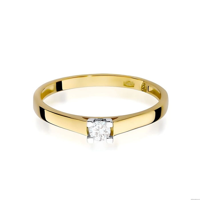 Pierścionek W0221 Diament Laboratoryjny 0,10ct żółte złoto 375