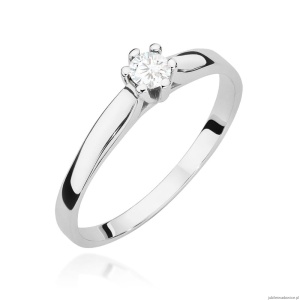 Pierścionek W0222 Diament Laboratoryjny 0,15ct białe złoto 375