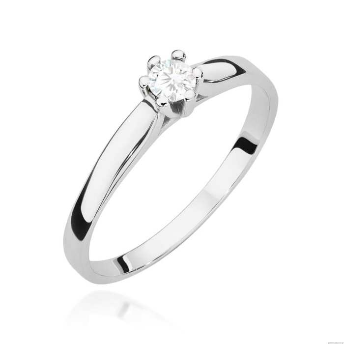 Pierścionek W0222 Diament Laboratoryjny 0,15ct białe złoto 375