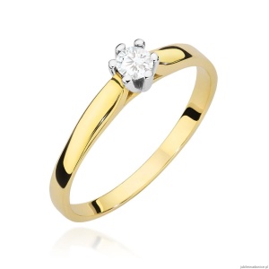 Pierścionek W0222 Diament Laboratoryjny 0,15ct żółte złoto 375