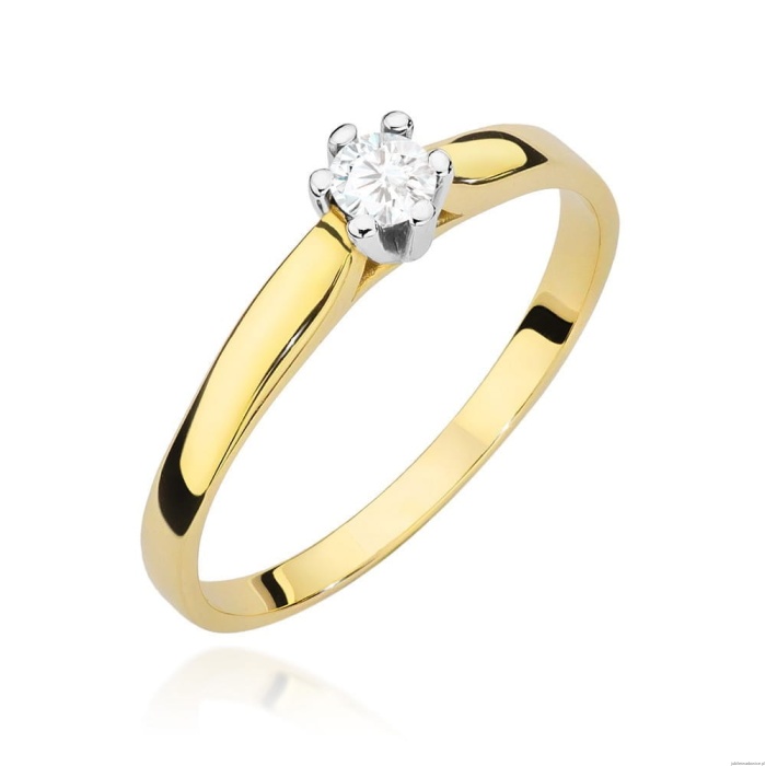 Pierścionek W0222 Diament Laboratoryjny 0,15ct żółte złoto 375