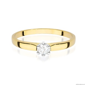 Pierścionek W0222 Diament Laboratoryjny 0,15ct żółte złoto 375