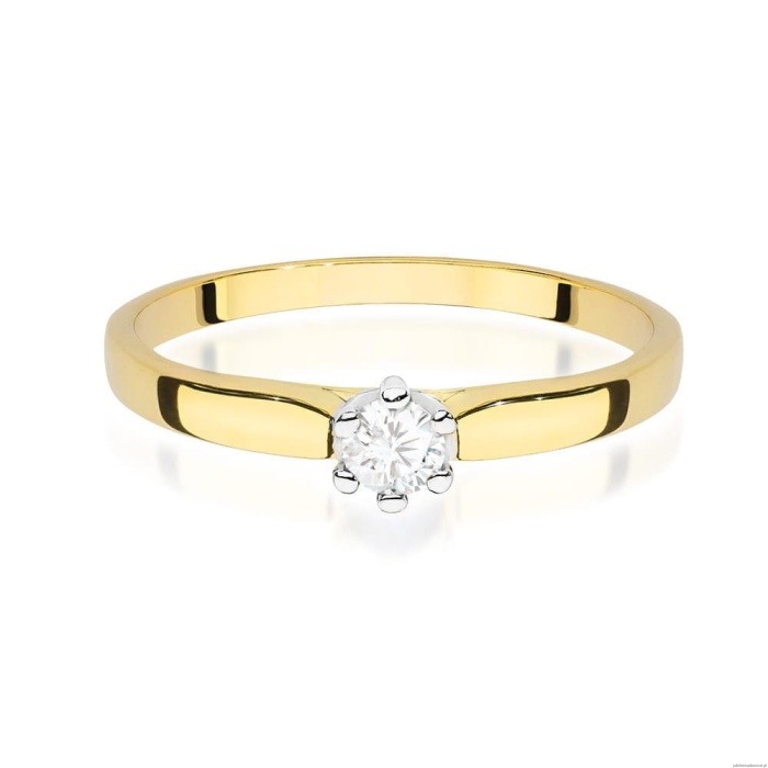 Pierścionek W0222 Diament Laboratoryjny 0,15ct żółte złoto 375