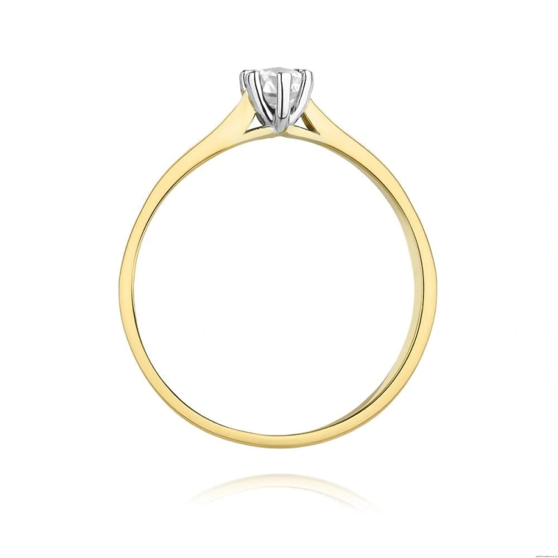 Pierścionek W0222 Diament Laboratoryjny 0,15ct żółte złoto 375