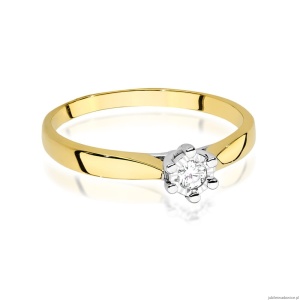 Pierścionek W0222BT Diament laboratoryjny 0,08ct żółte złoto 375