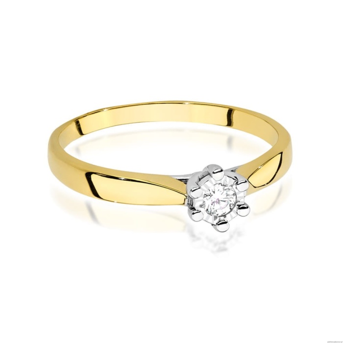 Pierścionek W0222BT Diament laboratoryjny 0,08ct żółte złoto 375