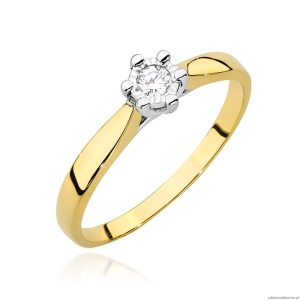 Pierścionek W0222BT Diament laboratoryjny 0,08ct żółte złoto 375