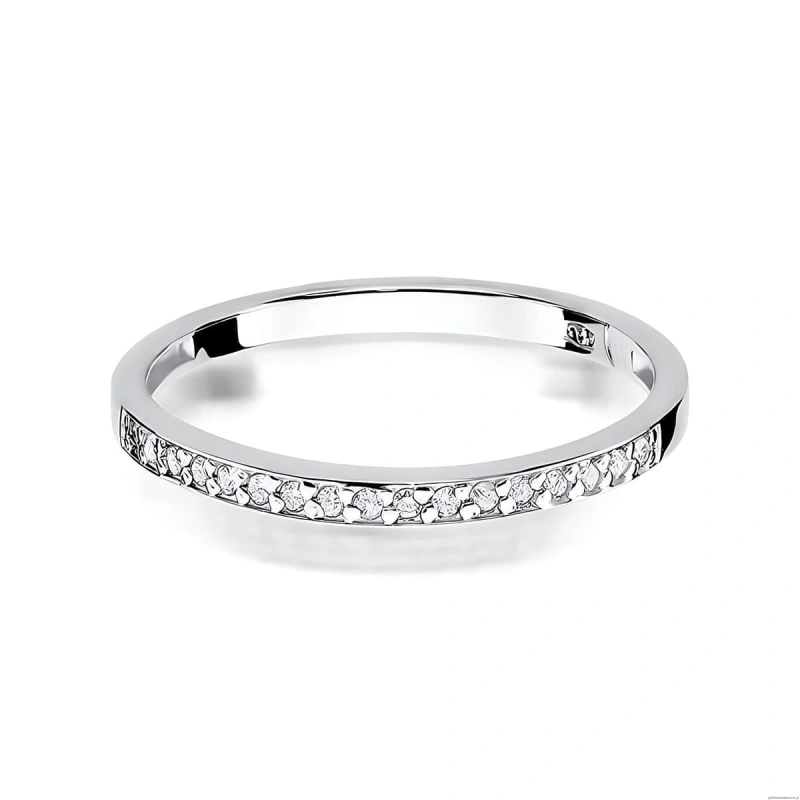 Pierścionek W0306 z diamentami laboratoryjnymi białe złoto 375
