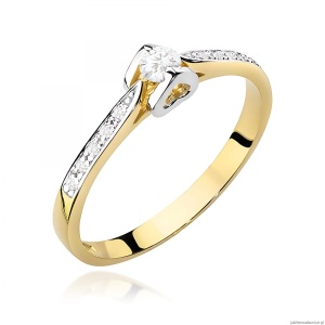 Pierścionek W0435 Diament Laboratoryjny 0,10ct żółte złoto 375