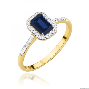 Pierścionek W0575 Szafir 0,60ct żółte złoto 375