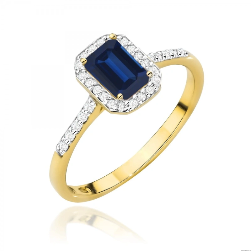 Pierścionek W0575 Szafir 0,60ct żółte złoto 375