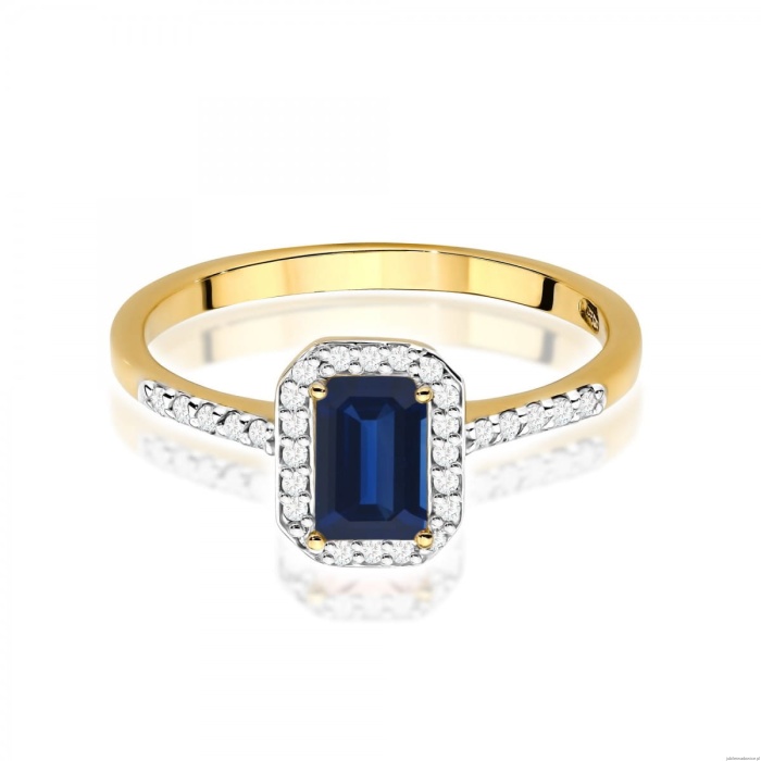 Pierścionek W0575 Szafir 0,60ct żółte złoto 375