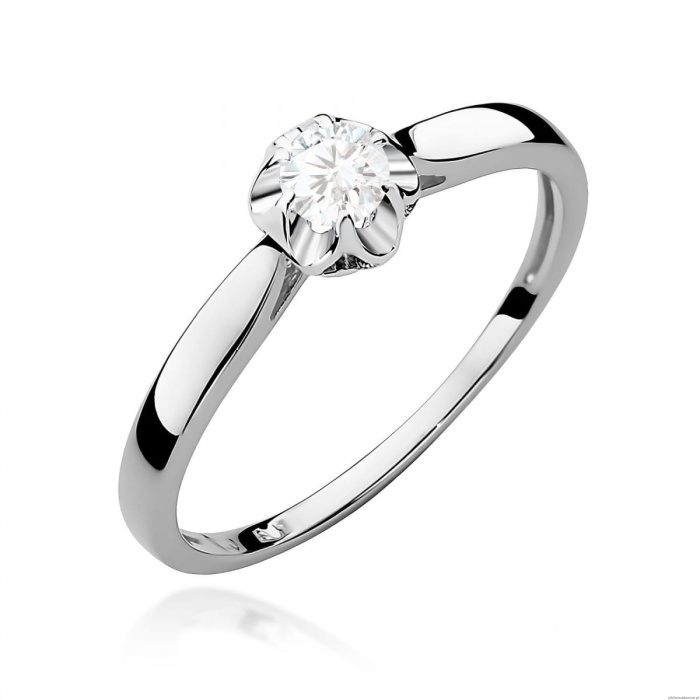 Pierścionek W0062 Diament Laboratoryjny 0,15ct białe złoto 375