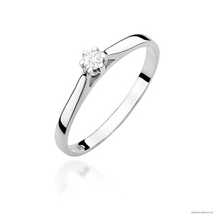 Pierścionek W0311 Diament Laboratoryjny 0,10ct białe złoto 375