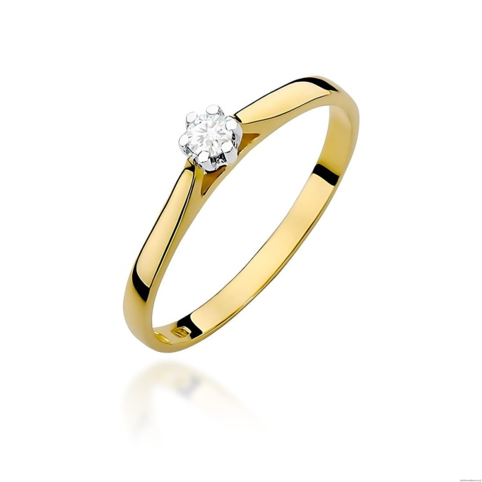 Pierścionek W0311 Diament Laboratoryjny 0,10ct żółte złoto 375