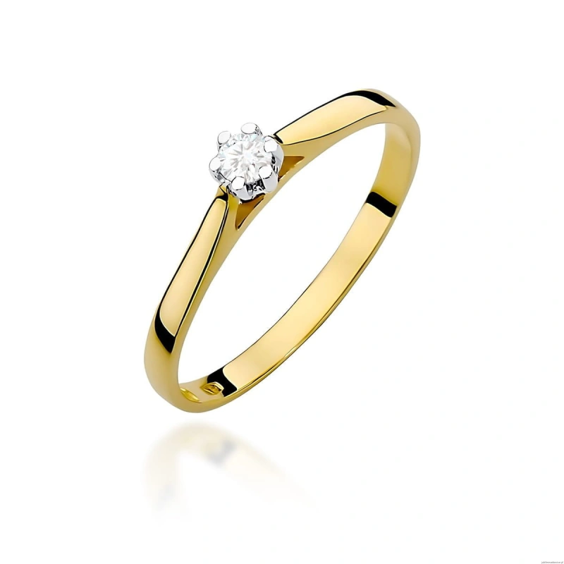 Pierścionek W0311 Diament Laboratoryjny 0,10ct żółte złoto 375