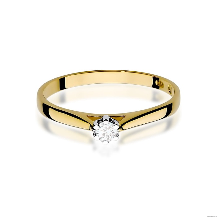 Pierścionek W0311 Diament Laboratoryjny 0,10ct żółte złoto 375