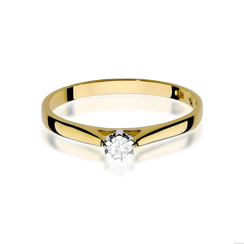 Pierścionek W0311 Diament Laboratoryjny 0,10ct żółte złoto 375