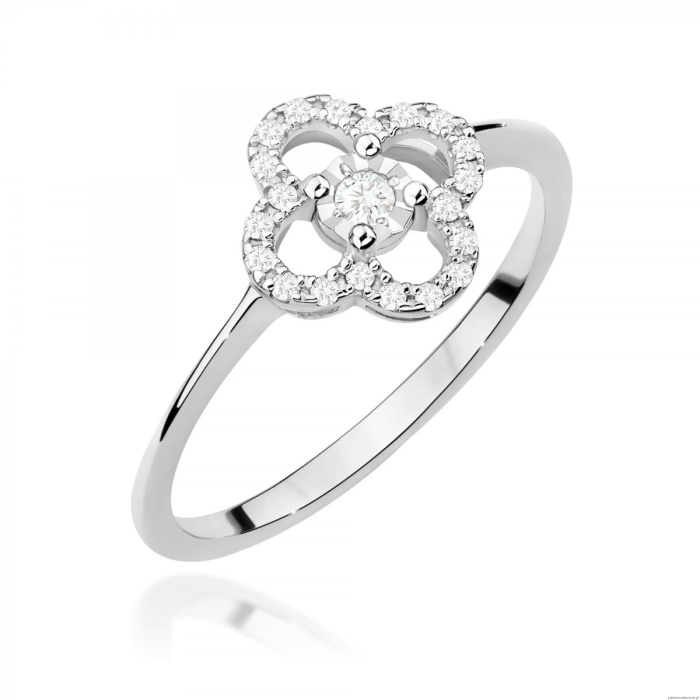 Pierścionek W0627 Diament 0,03ct białe złoto 375