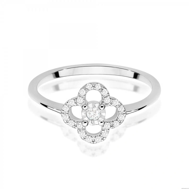 Pierścionek W0627 Diament 0,03ct białe złoto 375