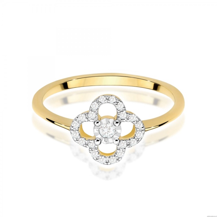 Pierścionek W0627 Diament 0,03ct żółte złoto 375