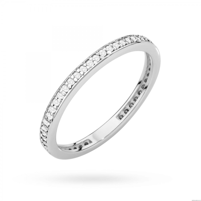 Pierścionek W0585 z diamentami białe złoto 375