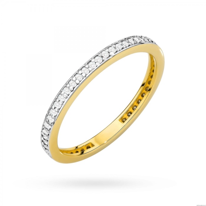 Pierścionek W0585 z diamentami żółte złoto 375