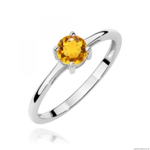 Pierścionek W0656 Cytryn 0,50ct białe złoto 375