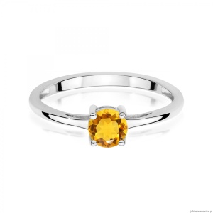 Pierścionek W0656 Cytryn 0,50ct białe złoto 375
