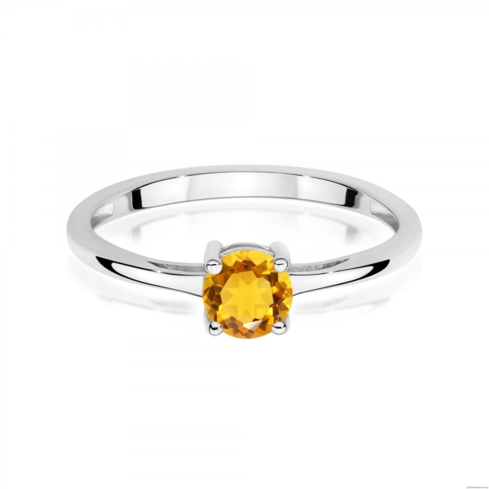 Pierścionek W0656 Cytryn 0,50ct białe złoto 375