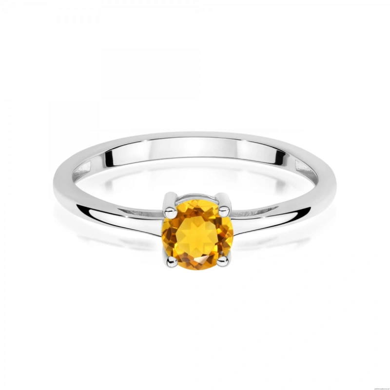 Pierścionek W0656 Cytryn 0,50ct białe złoto 375