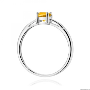 Pierścionek W0656 Cytryn 0,50ct białe złoto 375