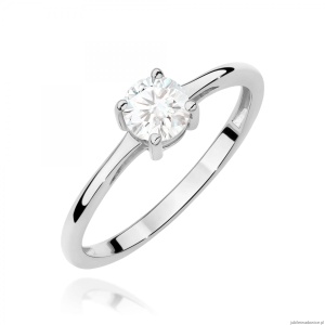 Pierścionek W0656 Diament Laboratoryjny 0,50ct białe złoto 375